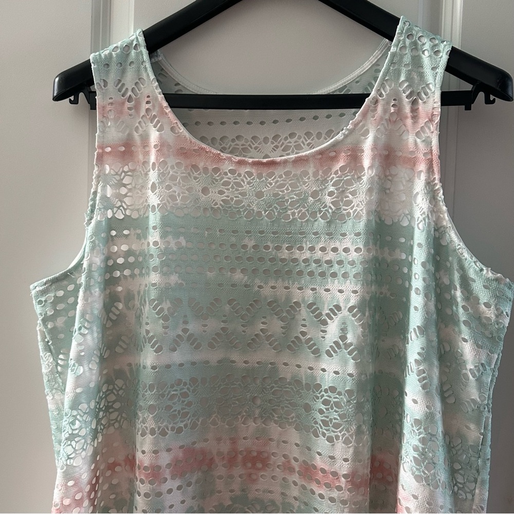Sleeveless Pastel Lace A-Line Dress XXL By Cloth & Portrait - Picture 6 of 6